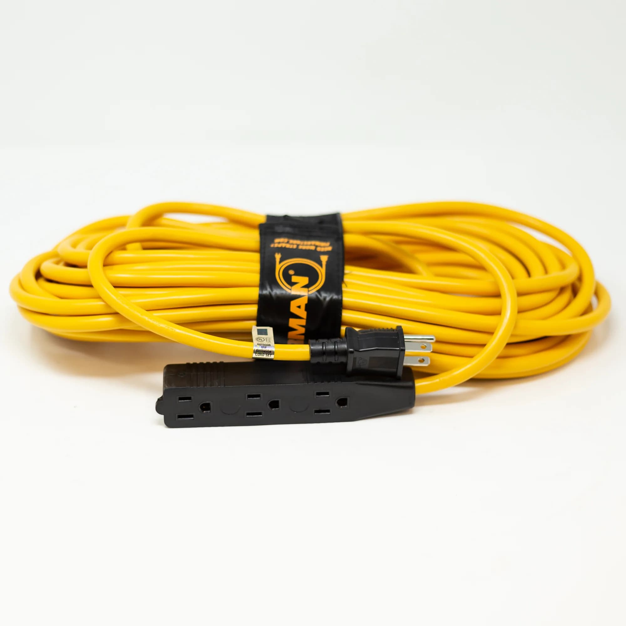 50ft Medium Duty 5-15P to (3) 5-15R Generator Utility Power Cord With Storage Strap