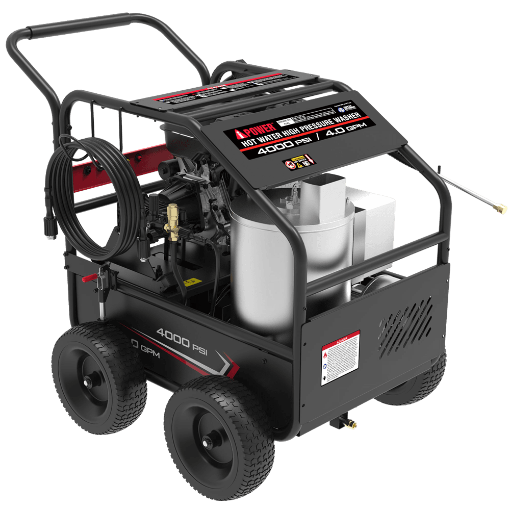 AiPower Gas Hot Water Pressure Washer 4000 PSI 4.0 GPM with Diesel Heater EPA Certified, A4000
