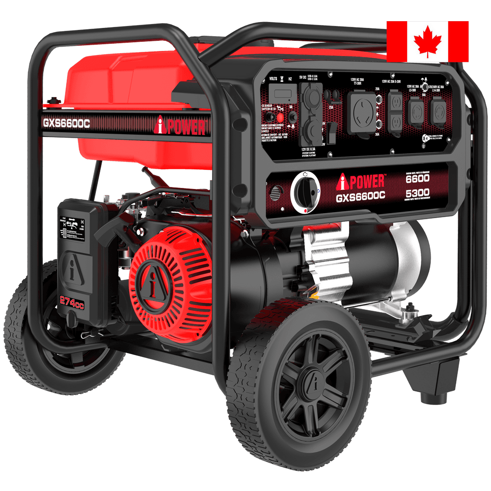 6600-Watt Portable Generator with Folding Handle and Flat-Free Wheels GXS6600C