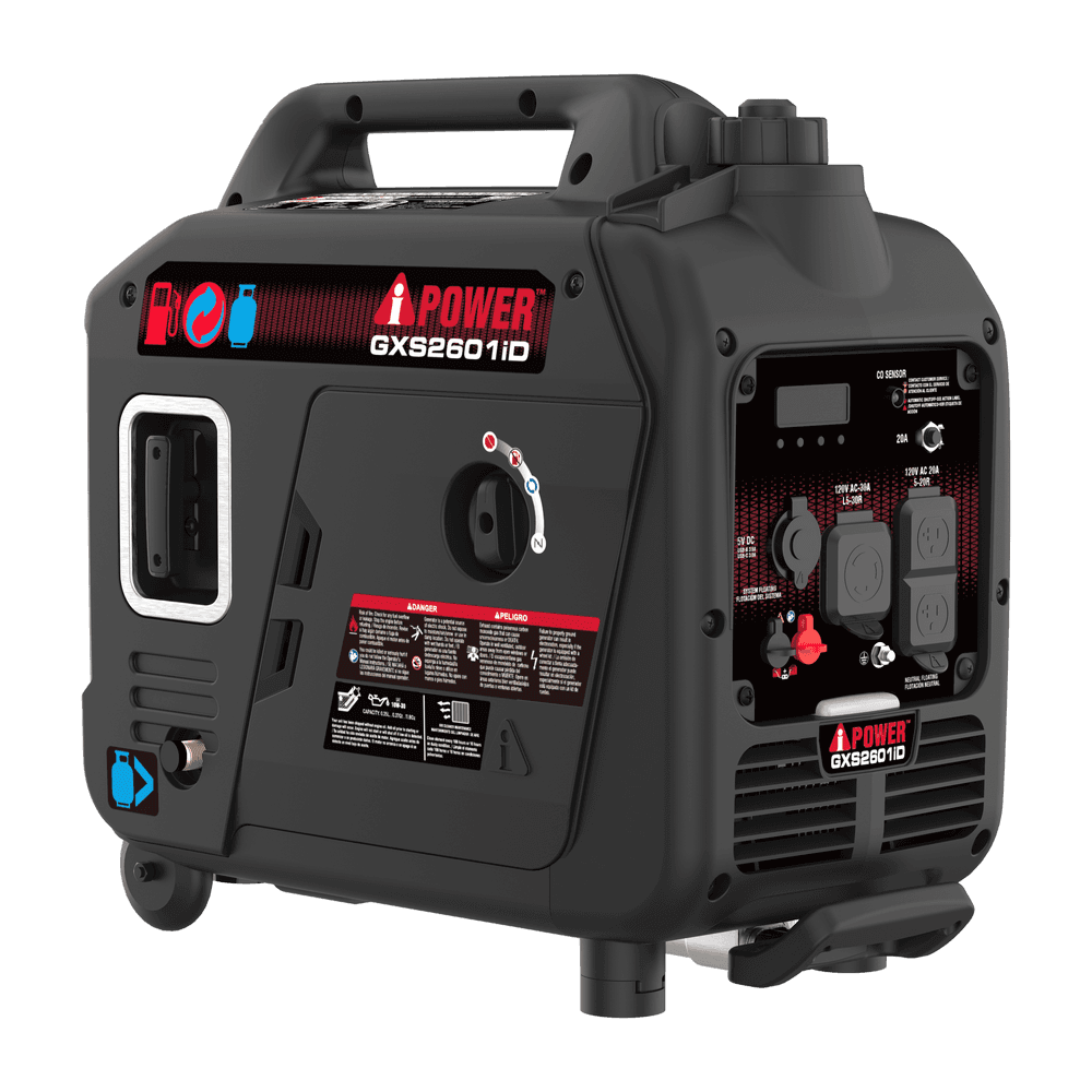 2600W Dual Fuel Inverter Generator with CO Alert for RV, Camping & Home Backup - GXS2601iD