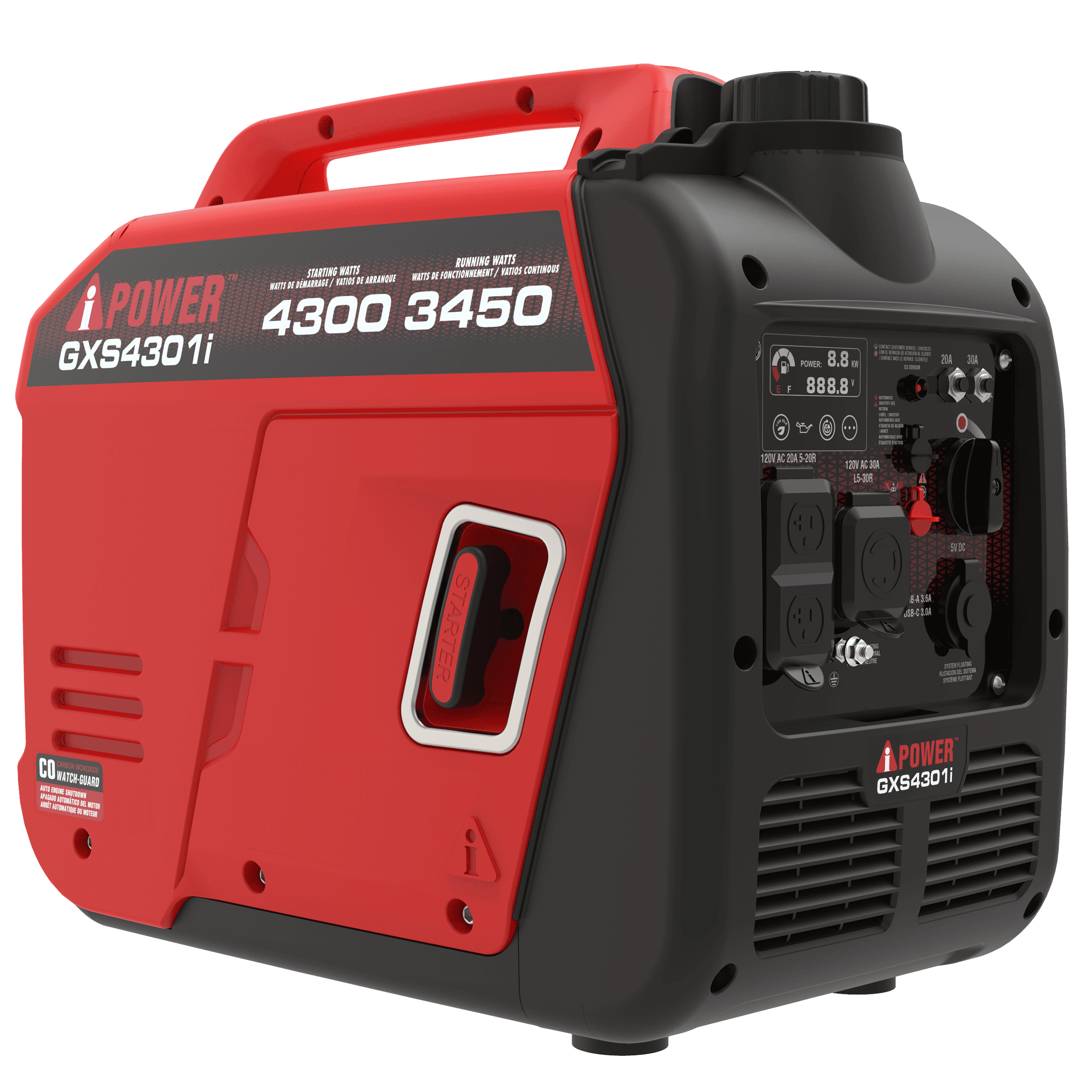 GXS4301i 4300W Portable Inverter Generator with CO Alert for RV, Camping & Home Backup