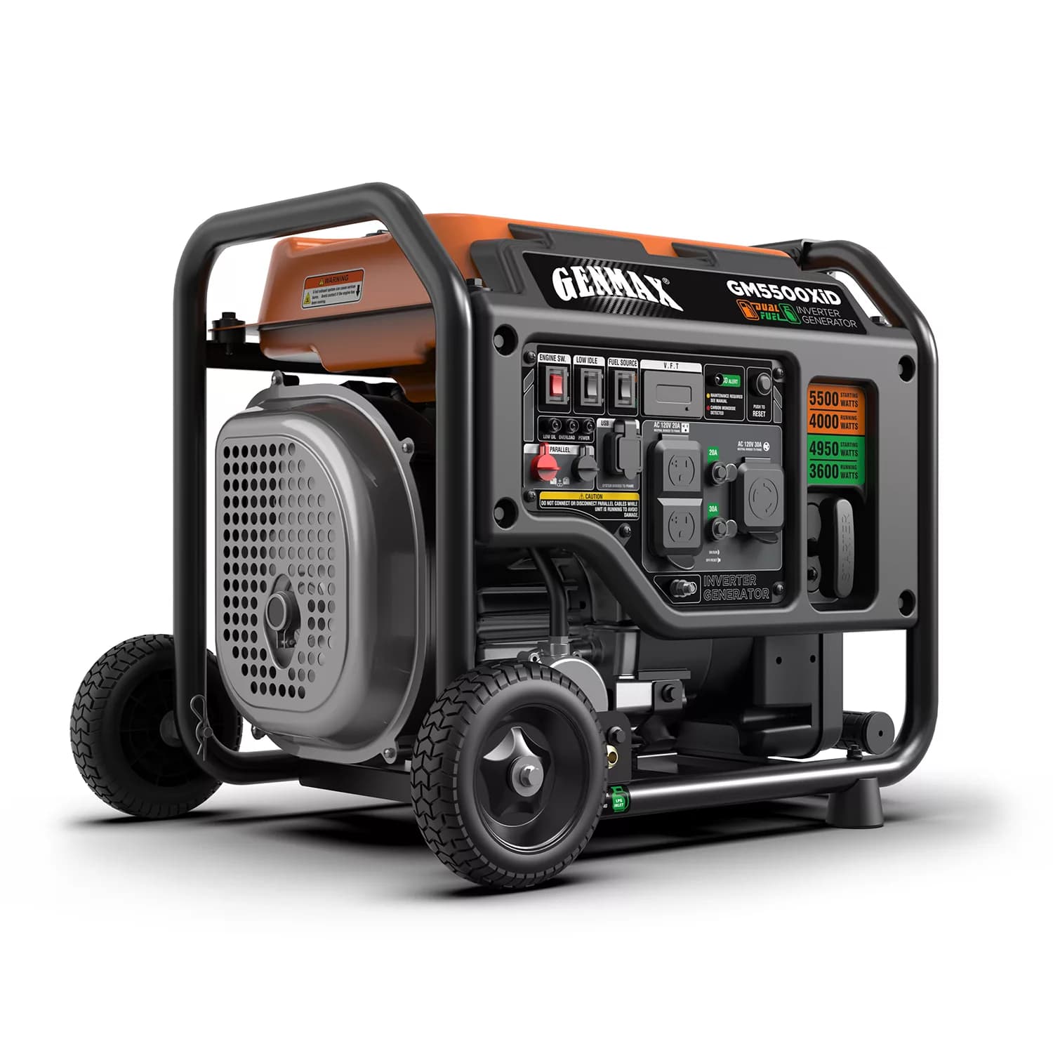 GENMAX GM5500XiD 5500/4000 Watt Dual Fuel Powered Inverter Generator with 160CC OHV Engine