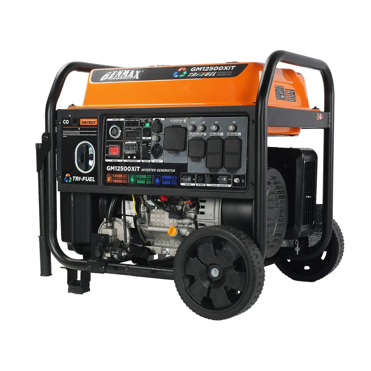 GENMAX GM12500XiT 12,000/10,000-Watt Tri Fuel Electric Start Inverter Generator with 458CC Engine