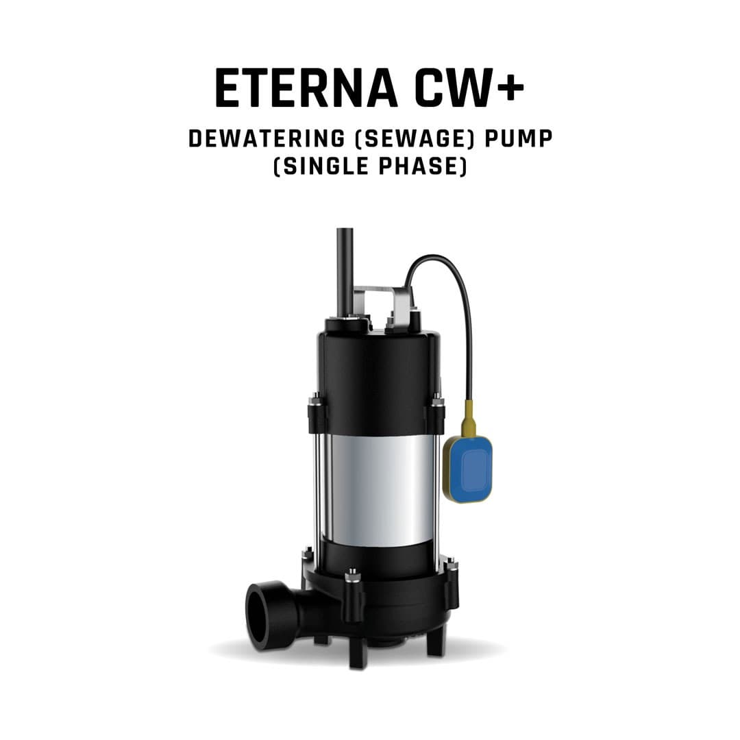 De-watering (Sewage) Pump, ETERNA 1500 CW+, 2 HP, Single Phase, 230 Volts, Size 50mm