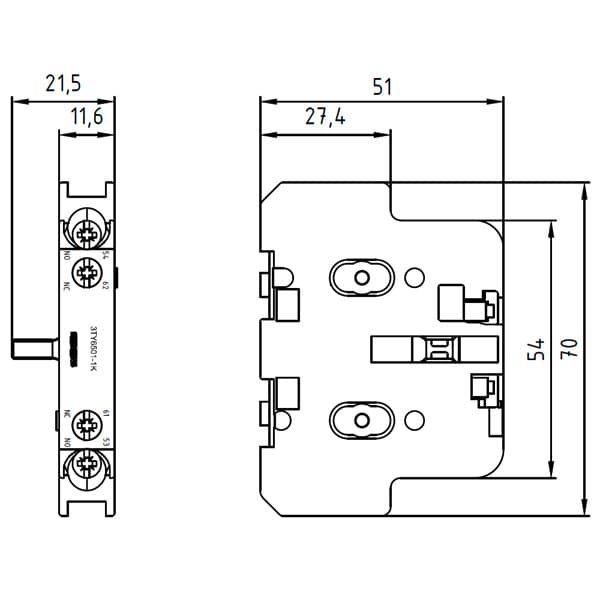 2nd auxiliary switch block Left, for 3TB46...3TB50
