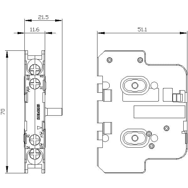 Auxiliary switch block, for size 3...12 2nd auxiliary switch block left or right