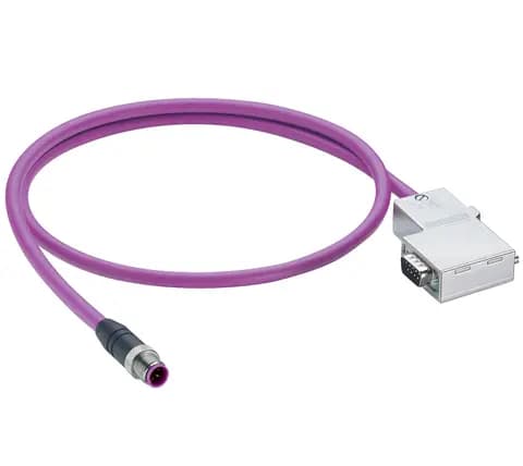 PROFIBUS Data Double-Ended Cordset: Male straight B-coded black M12 Standard to male angled SUB-D-co