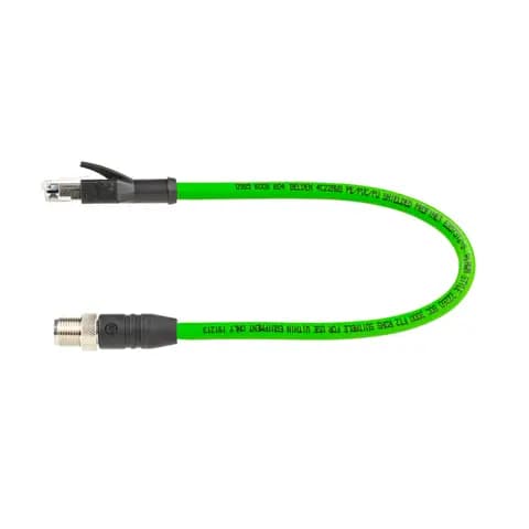 EtherNet/IP Cat5e Data Double-Ended Cordset: Male straight black RJ45 to male straight D-coded black