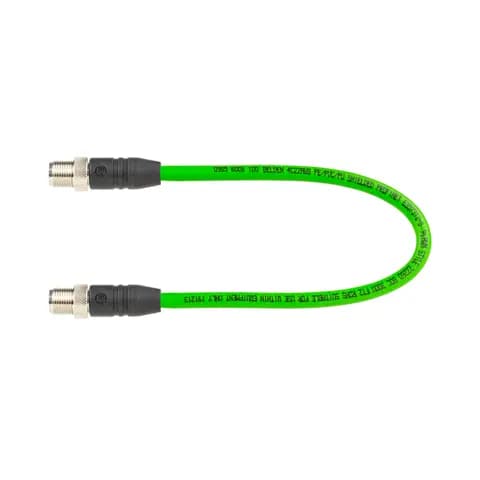 Profinet Cat5e Data Double-Ended Cordset: Male straight D-coded black M12 Standard to male straight
