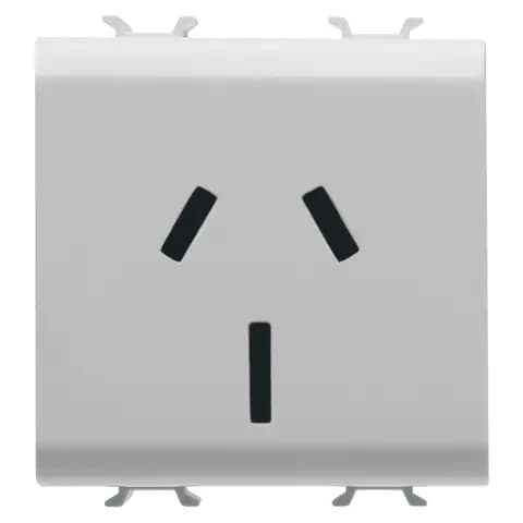 AUSTRALIAN STANDARD SOCKET-OUTLET 250V ac - 2P+E 15A - 2 MODULES - SATIN WHITE - CHORUSMART