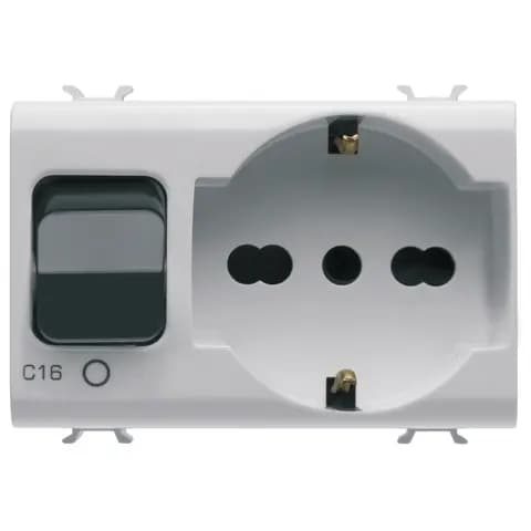 INTERLOCKED SWITCHED SOCKET-OUTLET - 2P+E 16A P40 - WITH MINIATURE CIRCUIT BREAKER 1P+N 16A - 230V a