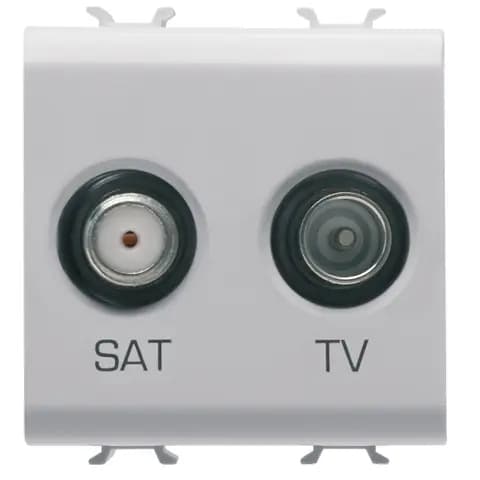 SOCKET-OUTLET TV-SAT - DIRECT - 2 MODULES - SATIN WHITE - CHORUSMART