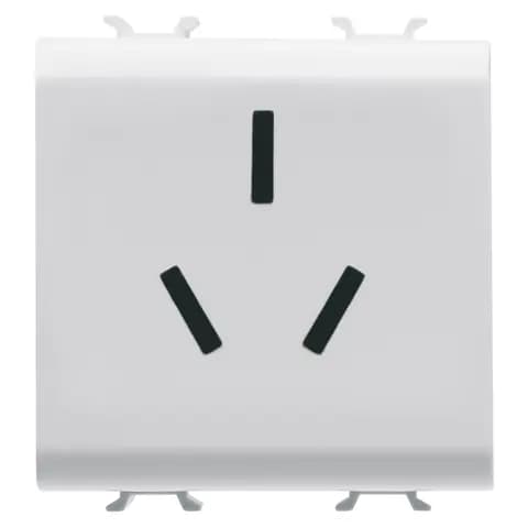 CHINESE STANDARD SOCKET-OUTLET 250V ac - 2P+E 16A - 2 MODULES - SATIN WHITE - CHORUSMART