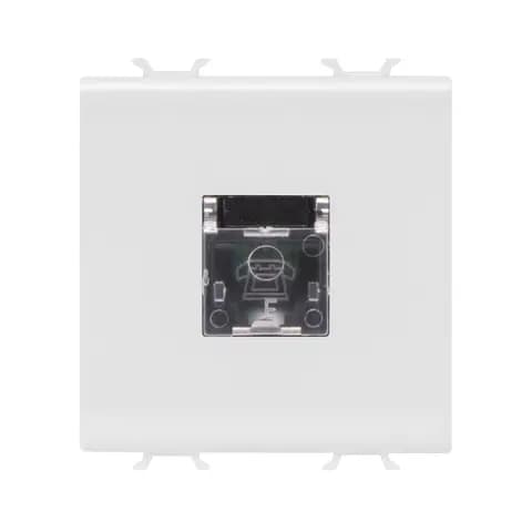 INTERNATIONAL STANDARD TELEPHONE SOCKET - RJ11 - SCREW-ON TERMINALS - 2 MODULES - SATIN WHITE - CHOR