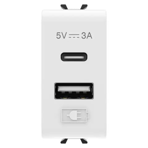 USB CHARGER - A+C TYPE - 3A - GLOSSY WHITE - 1 MODULE - CHORUSMART
