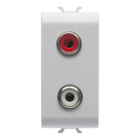 AUDIO AND VIDEO SOCKET - DOUBLE RCA - 1 MODULE - SATIN WHITE - CHORUSMART
