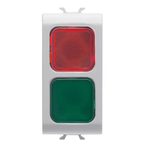DOUBLE INDICATOR LAMP - RED/GREEN - 1 MODULE - SATIN WHITE - CHORUSMART
