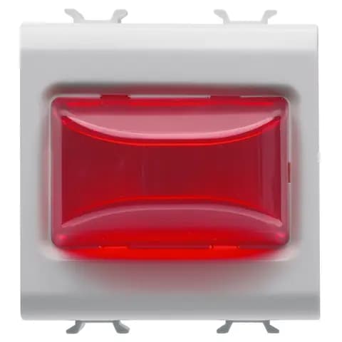 PROTRUDING INDICATOR LAMP - 12V ac/dc / 230V ac 50/60 Hz - RED - 2 MODULES - SATIN WHITE - CHORUSMAR