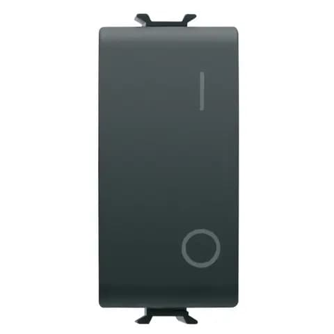 ONE-WAY SWITCH 2P 250V ac - 16AX - NEUTRAL BUTTON - SYMBOL 0/1 - 1 MODULE - SATIN BLACK - CHORUSMART