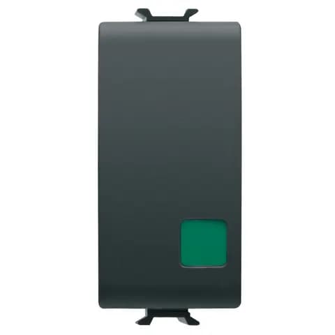 PUSH-BUTTON 1P 250V ac - NO+NC 16A - START - GREEN LENS - 1 MODULE - SATIN BLACK - CHORUSMART