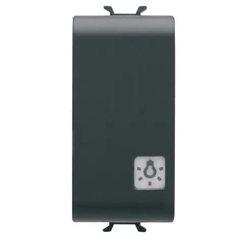 PUSH-BUTTON 1P 250V ac - NO 16A ILLUMINABLE - WITH REPLACEABLE NEUTRAL LENS - SYMBOL: LIGHT - 1 MODU