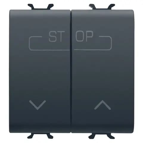 TWIN PUSH-BUTTON 250V ac - QUICK WIRING TERMINALS - 1P NO 16A - SYMBOL UP-DOWN-STOP - 2 MODULES - SA