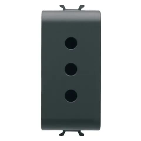 ITALIAN STANDARD SOCKET-OUTLET 250V ac - 2P+E 10A - P11 - 1 MODULE - SATIN BLACK - CHORUSMART