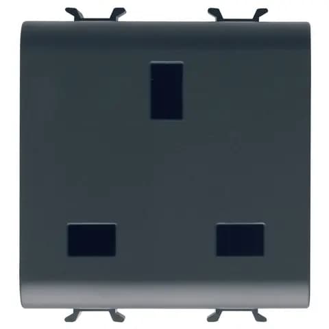 BRITISH STANDARD SOCKET-OUTLET 250V ac - 2P+E 13A - 2 GANG - SATIN BLACK - CHORUSMART