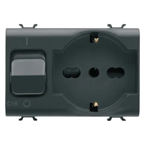 INTERLOCKED SWITCHED SOCKET-OUTLET - 2P+E 16A P40 - WITH MINIATURE CIRCUIT BREAKER 1P+N 16A - 230V a