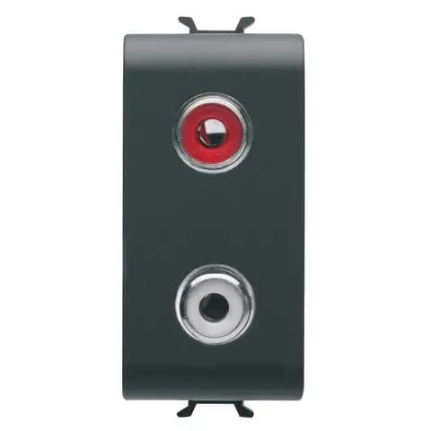 AUDIO AND VIDEO SOCKET - DOUBLE RCA - 1 MODULE - SATIN BLACK - CHORUSMART