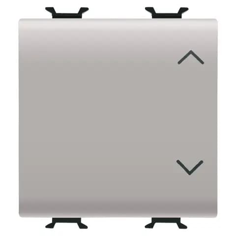 THREE-WAY SWITCH 1P 250V ac - 10AX - NEUTRAL BUTTON - SYMBOL UP-DOWN - 2 MODULES - NATURAL SATIN BEI