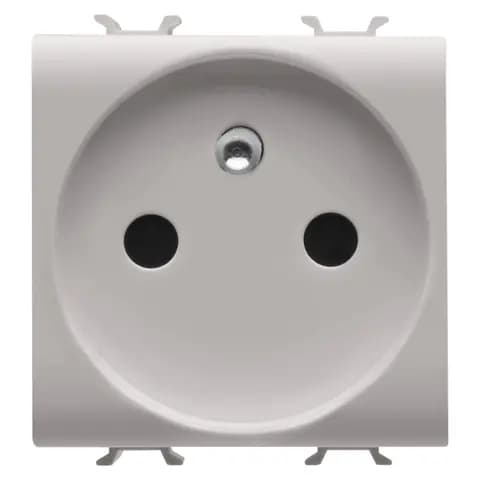 FRENCH STANDARD SOCKET-OUTLET 250V ac - FRONT TIGHTENING TERMINALS - 2P+E 16A - 2 MODULES - NATURAL