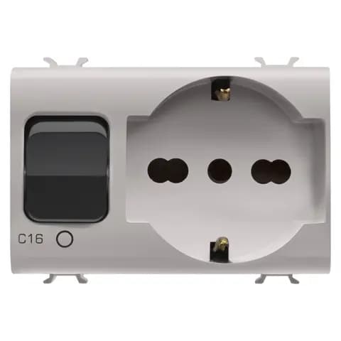 INTERLOCKED SWITCHED SOCKET-OUTLET - 2P+E 16A - P40 - WITH MINIATURE CIRCUIT BREAKER 1P+N 16A - 230V