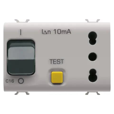 INTERLOCKED SWITCHED SOCKET-OUTLET - 2P+E 16A P17 P11 - WITH RESID. CURRENT CIRCUIT BREAKER 1P+N 16A