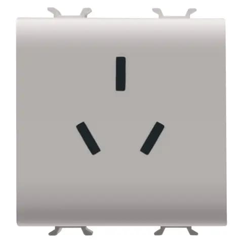 CHINESE STANDARD SOCKET-OUTLET 250V ac - 2P+E 10A - 2 MODULES - NATURAL SATIN BEIGE - CHORUSMART
