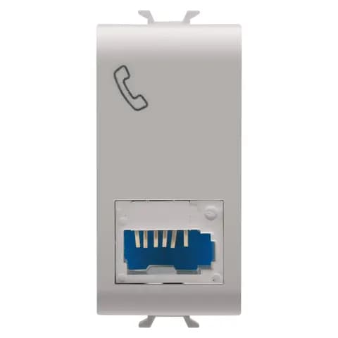 BRITISH STANDARD TELEPHONE SOCKET - 6 CONTACTS - SCREW-ON TERMINALS - 1 MODULE - NATURAL SATIN BEIGE