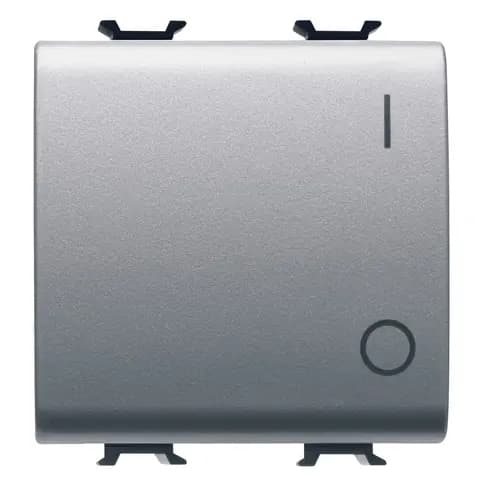 ONE-WAY SWITCH 2P 250V ac - QUICK WIRING TERMINALS - 16AX - NEUTRAL BUTTON - SYMBOL 0/1 - 2 MODULES