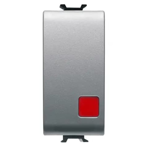 PUSH-BUTTON 1P 250V ac - NC+NO 16A - STOP - RED LENS - 1 MODULE - TITANIUM - CHORUSMART