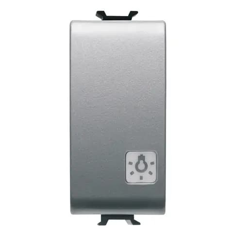 PUSH-BUTTON 1P 250V ac - NO 16A ILLUMINABLE - WITH REPLACEABLE NEUTRAL LENS - SYMBOL: LIGHT - 1 MODU