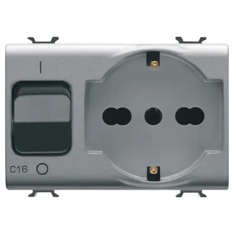 INTERLOCKED SWITCHED SOCKET-OUTLET - 2P+E 16A P40 - WITH MINIATURE CIRCUIT BREAKER 1P+N 16A - 230V a