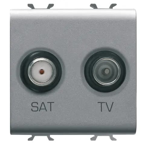 SOCKET-OUTLET TV-SAT - DIRECT - 2 MODULES - TITANIUM - CHORUSMART