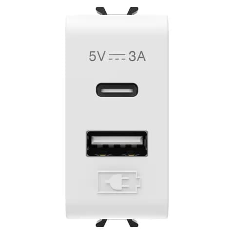 USB CHARGER - A+C TYPE - 3A - SATIN WHITE - 1 MODULE - CHORUSMART
