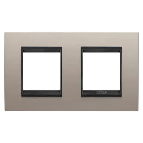 LUX INTERNATIONAL PLATE - IN METAL - 2+2 MODULES HORIZONTAL - BRUSHED ALUMINIUM LAVY - INNER FRAME M
