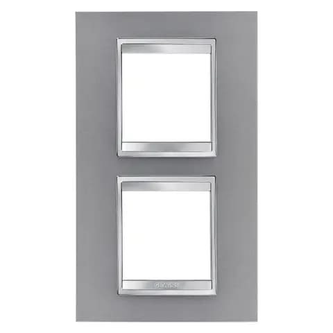 LUX INTERNATIONAL PLATE - IN PAINTED TECHNOPOLYMER - 2+2 MODULES VERTICAL - TITANIUM - CHORUSMART