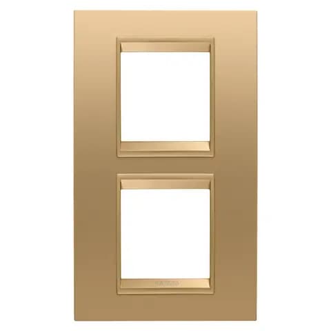 LUX INTERNATIONAL PLATE - IN METAL - 2+2 MODULES VERTICAL - GOLD - INNER FRAME MATT GOLD - CHORUSMAR
