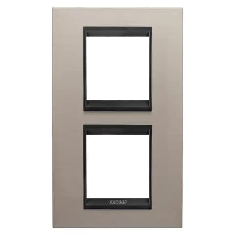 LUX INTERNATIONAL PLATE - IN METAL - 2+2 MODULES VERTICAL - BRUSHED ALUMINIUM LAVY - INNER FRAME MAT