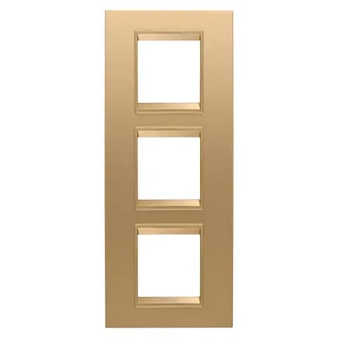 LUX INTERNATIONAL PLATE - IN METAL - 2+2+2 MODULES VERTICAL - GOLD - INNER FRAME MATT GOLD - CHORUSM