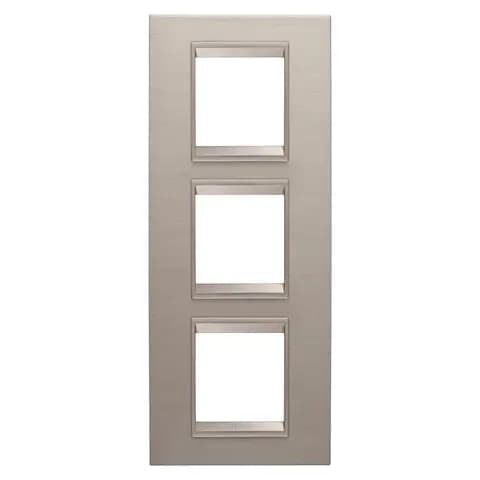 LUX INTERNATIONAL PLATE - IN METAL - 2+2+2 MODULES VERTICAL - BRUSHED ALUMINIUM - INNER FRAME MATT L