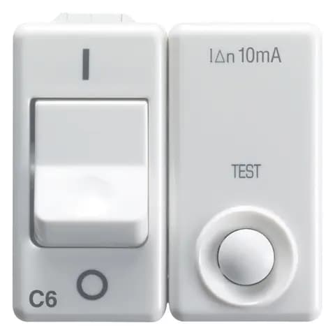 RESIDUAL CURRENT MINIATURE CIRCUIT BREAKER - 230V ac - CLASS A - 1P+N 6A 3kA 10mA CHARACTERISTIC C -