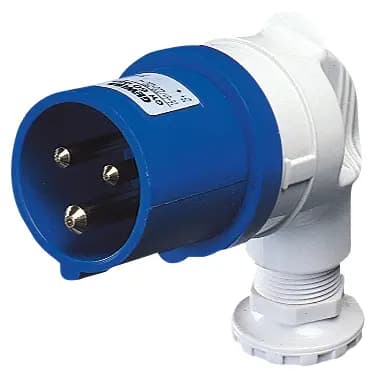 90° PLUG - IP44 - 2P+E 32A 200-250V 50/60HZ - BLUE - 6H - SCREW WIRING